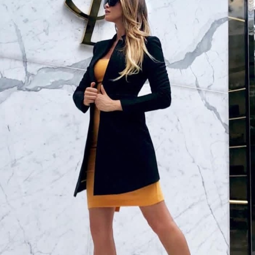 BCBGMaxAzria Black Jacket with Yellow Trim